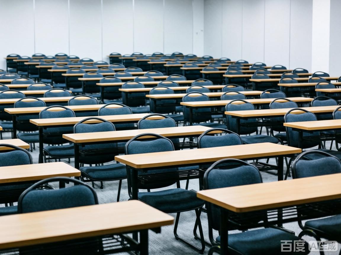 180人级培训会场，双列课桌布局，高效适配大型企业内训/宣讲