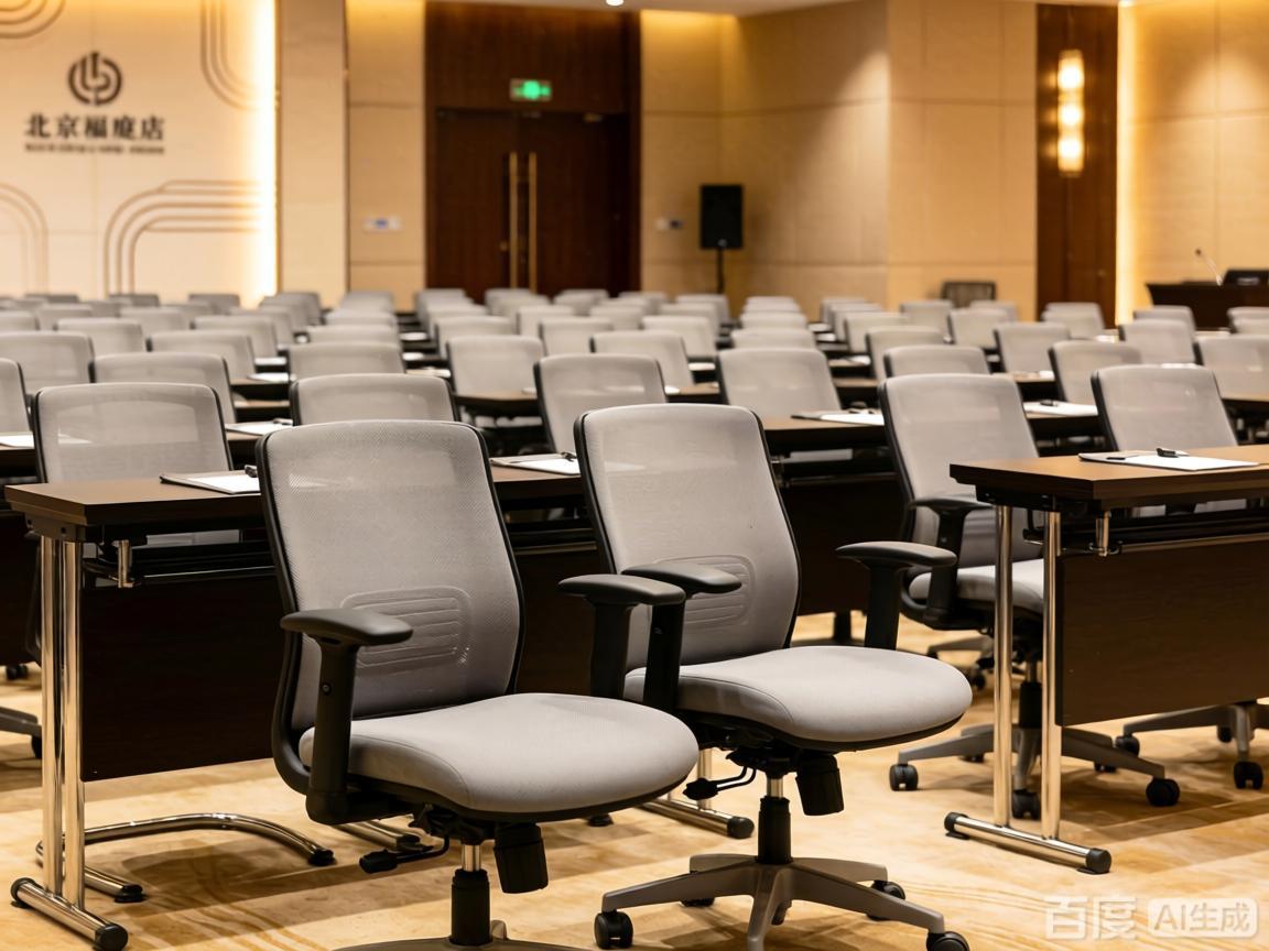 150人级豪华会议厅，舒适办公椅课桌式排布，满足高端会务需求