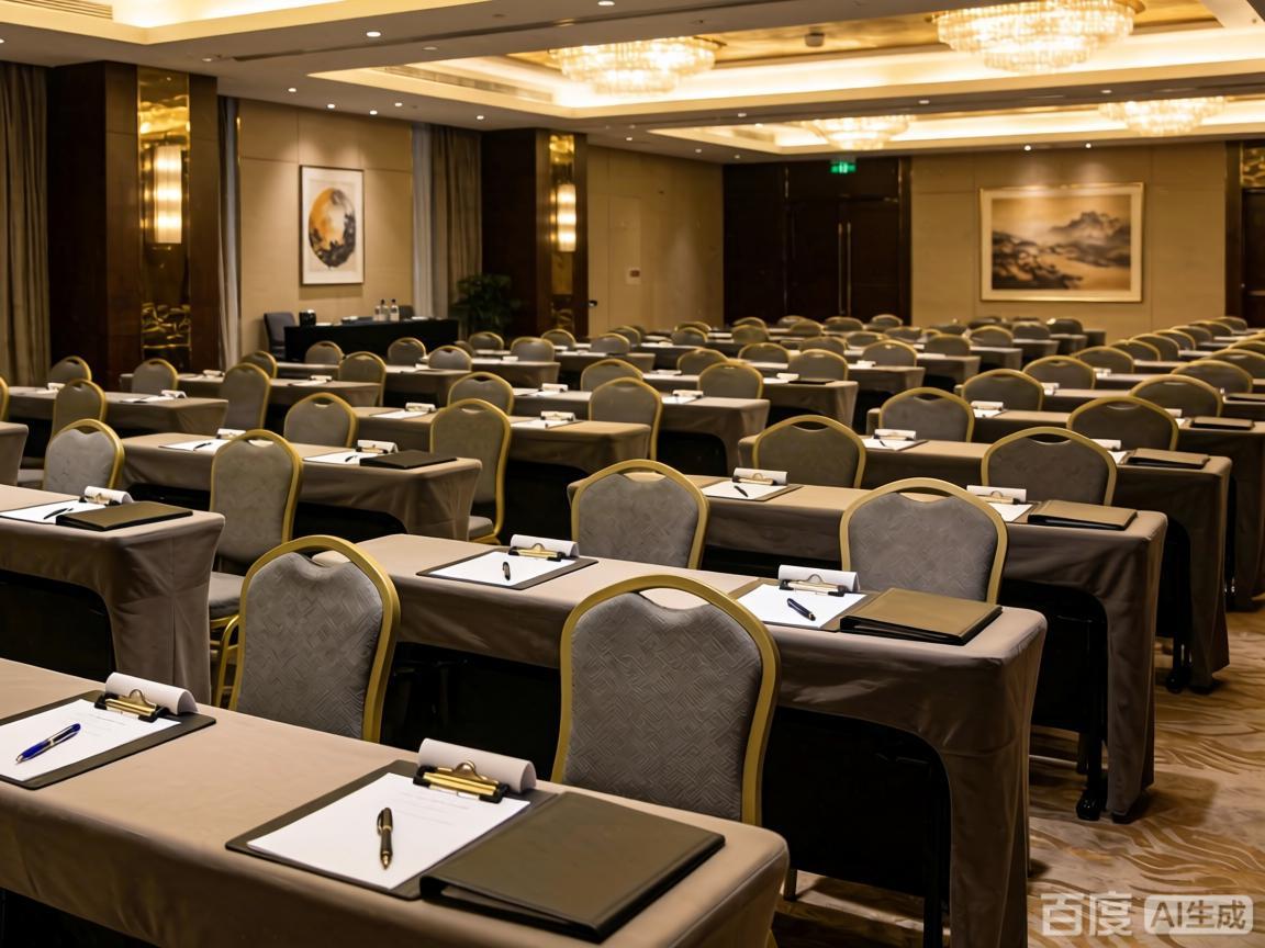 180人双列课桌式会场，通透布局，适配大型企业培训/会议